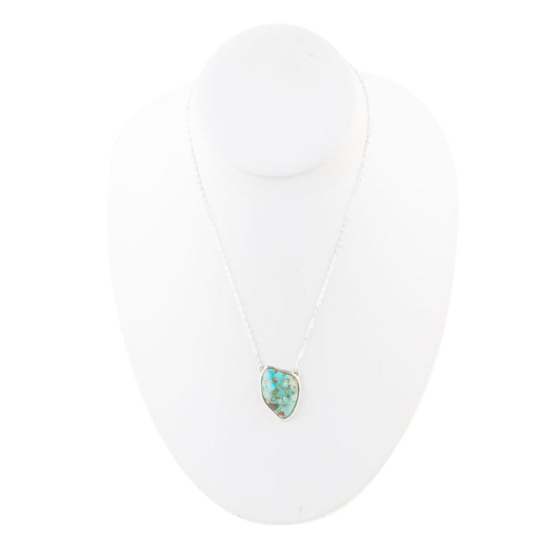 Abstract Blue Turquoise and Sterling Silver Pendant Necklace