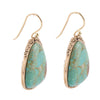 Agave Genuine Blue Turquoise and Golden Drop Earrings