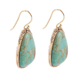 Agave Genuine Blue Turquoise and Golden Drop Earrings