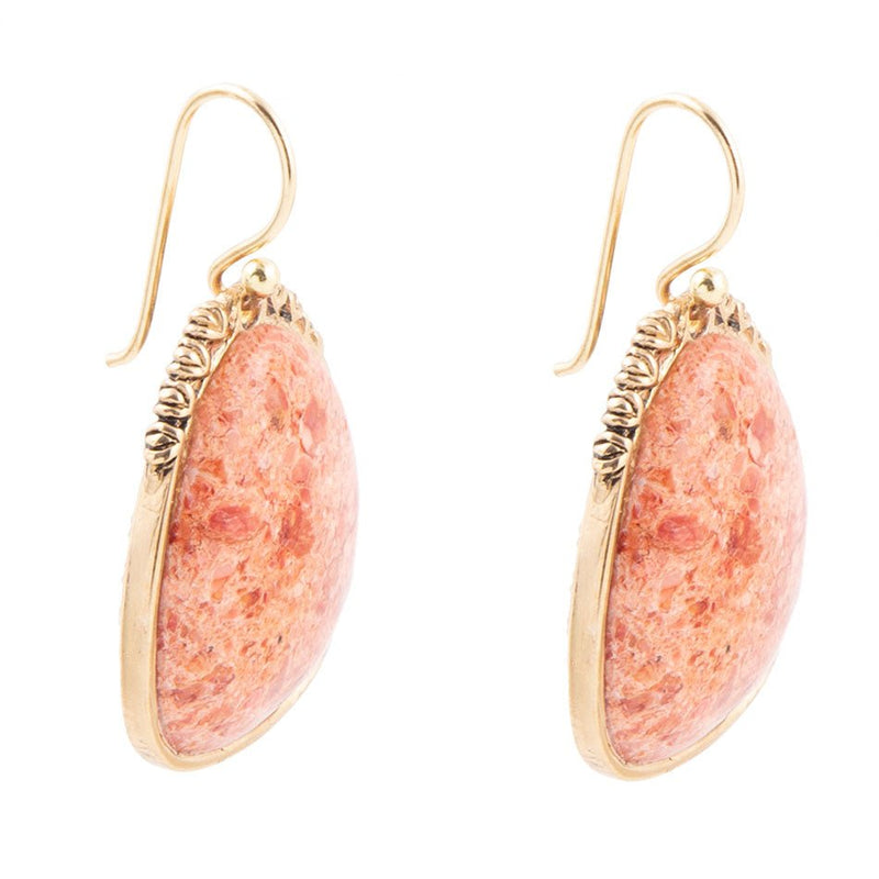 Agave Orange Sponge Coral Golden Drop Earrings