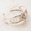 Arrows Blue Turquoise and Orange Spiny Oyster Matrix Golden Cuff Bracelet