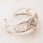 Arrows Blue Turquoise and Orange Spiny Oyster Matrix Golden Cuff Bracelet