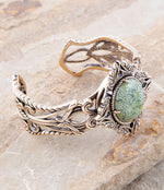 Aspen Green Serpentine and Golden Bronze Statement Cuff Bracelet