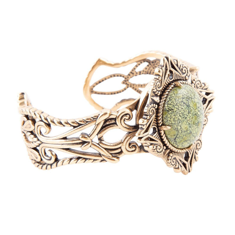 Aspen Green Serpentine and Golden Bronze Statement Cuff Bracelet