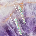 Baguette Blue Turquoise and Sterling Silver Linear Drop Earrings