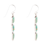 Baguette Blue Turquoise and Sterling Silver Linear Drop Earrings