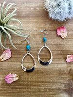 Real turquoise dangle earrings teardrop shape