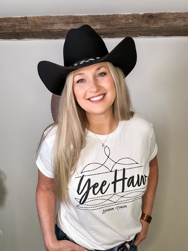 Boot Stitch Yee Haw T-Shirt Bourbon Cowgirl